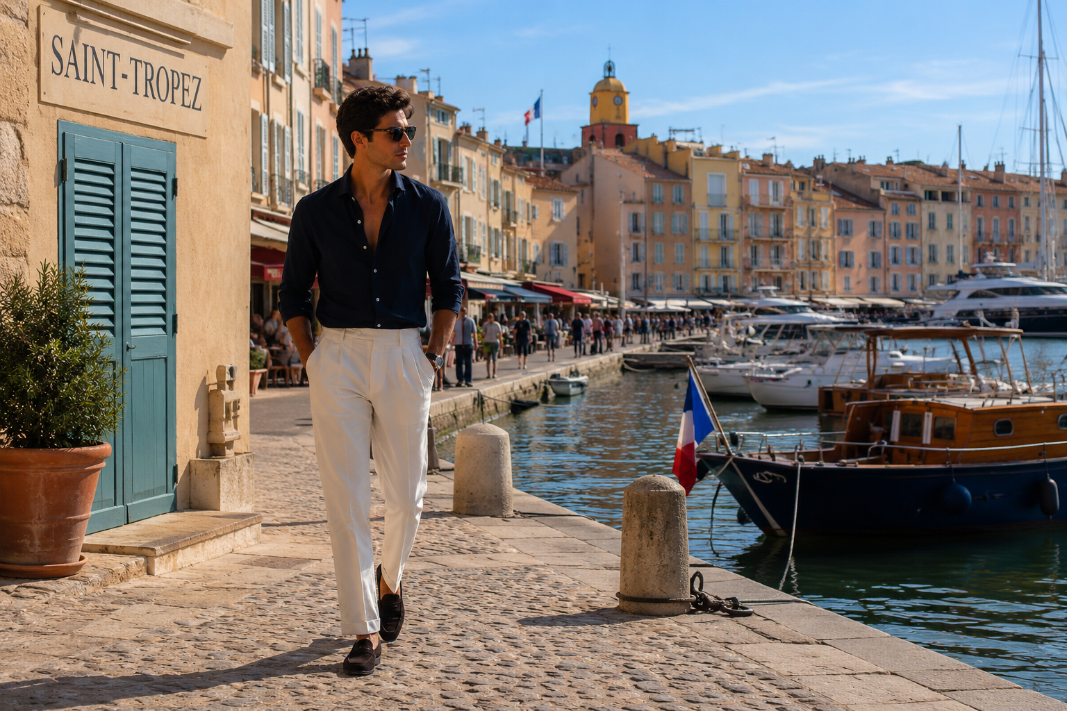 joven turista de lujo en saint tropez